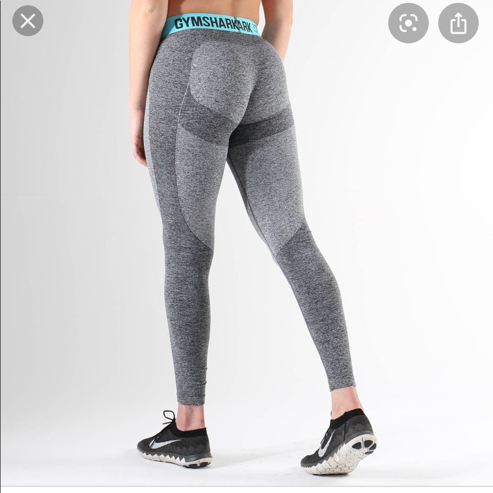 Gymshark Flex Leggings Charcoal Marl/PaleTurquoise